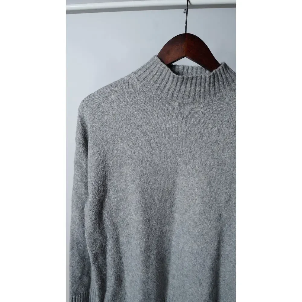 Everlane Mock Neck Gray Sweater in Plush Cotton Size L